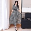 WZNH-WS2513-29夏季女新款修身长裙短袖不规则气质名媛黑色字母印花连衣裙女 商品缩略图0