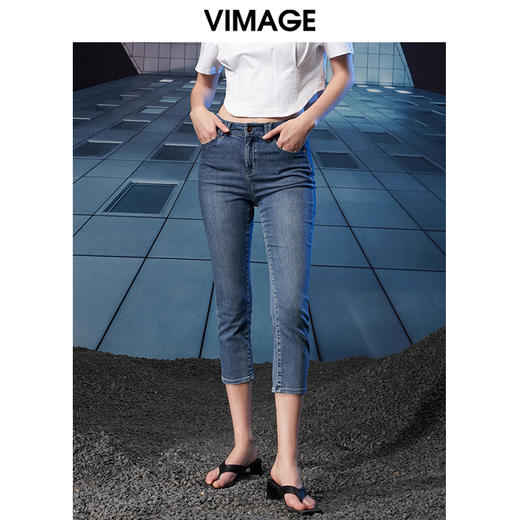 VIMAGE/纬漫纪夏季新款时尚通勤休闲显瘦百搭牛仔裤VB2205906 商品图3
