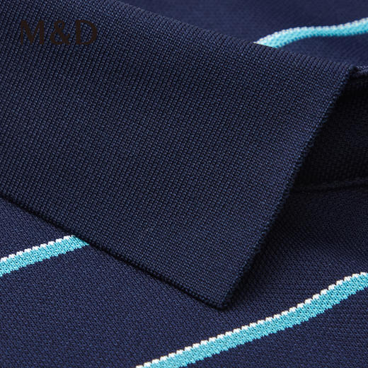 M＆D/名盾桑蚕丝商务条纹男士可降温Polo衫夏季新短袖男装翻领T恤 商品图1