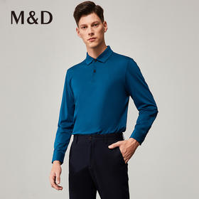 MD名盾春夏新款长袖t恤男士棉质翻领中青年高档纯色polo衫