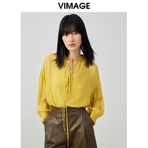 VIMAGE/纬漫纪夏季新款时尚显瘦绑带设计薄款小上衣V1713319 商品图0