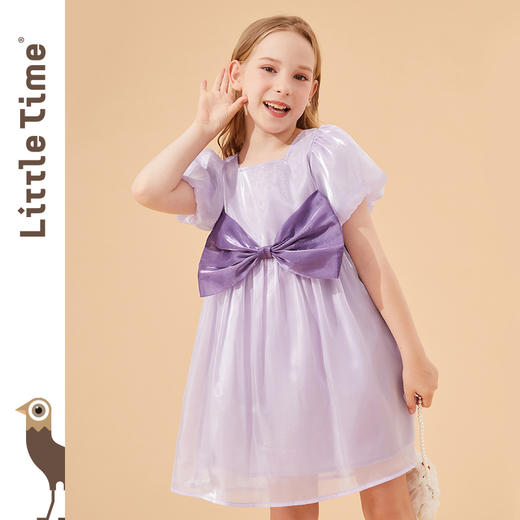 littletime女童暮云纱蝴蝶结公主裙洋气连衣裙夏装2023新款儿童裙 商品图1