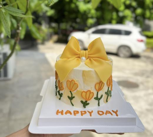 黄色花花蝴蝶结蛋糕-低糖处理无添加 商品图2