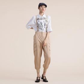 谜底可拆卸背带裤女2022夏季优雅帅气工装感收脚休闲裤222MK0525