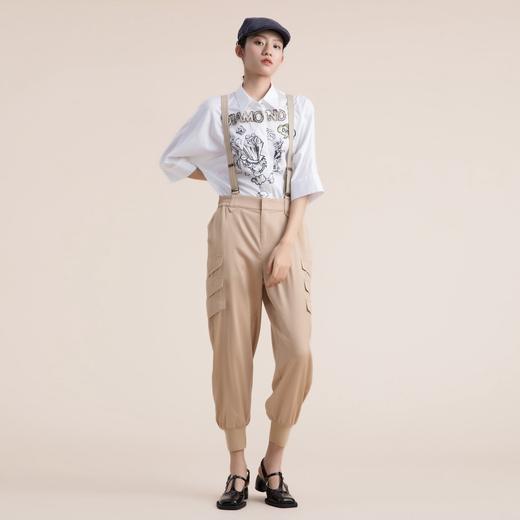 谜底可拆卸背带裤女2022夏季优雅帅气工装感收脚休闲裤222MK0525 商品图0