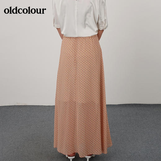 oldcolour21夏雪纺高腰印花A字修身半身裙气质淑女N23063349 商品图0