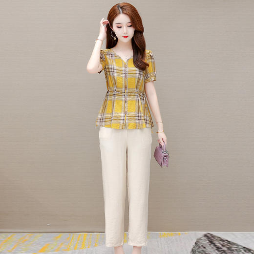 YWE YNA32时尚高档两件套装格子衫裤子 商品图1
