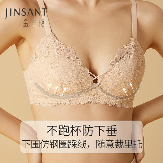 金三塔新品真丝性感蕾丝内衣女 聚拢承托无钢圈文胸 NZFAA311 商品图3