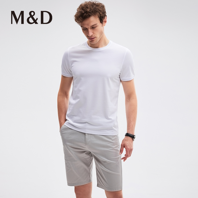 【桑蚕丝】MD名盾圆领短袖T恤多色百搭打底夏季薄款冰凉休闲男装