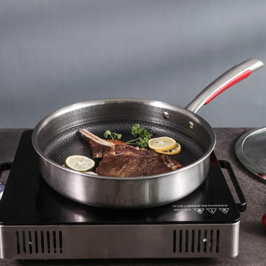 康巴赫不锈钢煎锅防粘锅平底锅牛排双面煎蛋锅家用JFG26A3 商品图1