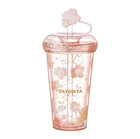 【多样屋专柜】多样屋樱花烂漫双层吸管杯-420ml