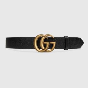 古驰GUCCI  男士黄铜金属双G带扣 4cm宽 新款百搭气质牛皮腰带 406831