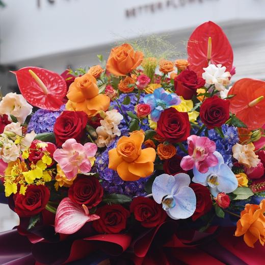 《斑斓》红掌玫瑰蝴蝶兰绣球混搭花束 商品图2