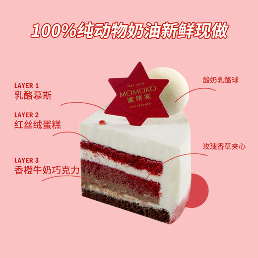 MOMOKO蜜桃家绯霞玫瑰生日蛋糕慕斯成都同城配送情人节订婚蛋糕 商品图1