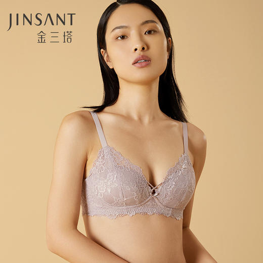 金三塔新品真丝性感蕾丝内衣女 聚拢承托无钢圈文胸 NZFAA311 商品图1