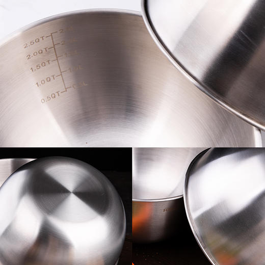 FB50155 法焙客 日式不锈钢打蛋盆 21cm 加深加厚 304不锈钢 家用蛋糕打发盆带刻度 商品图2