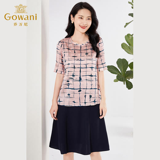 乔万尼真丝衬衫女夏新款中袖桑蚕丝上衣EF2C396 商品图3