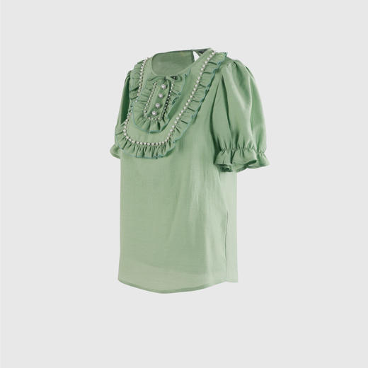 重工订珠复古荷叶边衬衣 商品图1