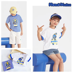 【买一送一】momokuku遨游太空系列儿童短T 100%棉夏季 潮流触感柔软顺滑亲肤透气吸湿排汗