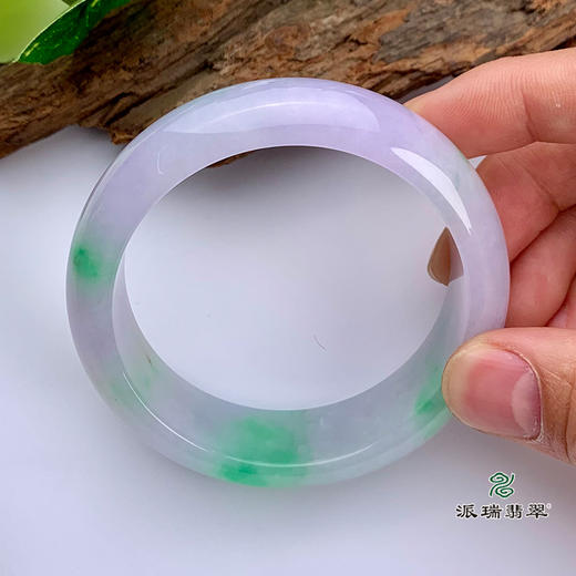 派瑞翡翠 翡翠手镯 糯冰种 绿色 紫色 商品图2