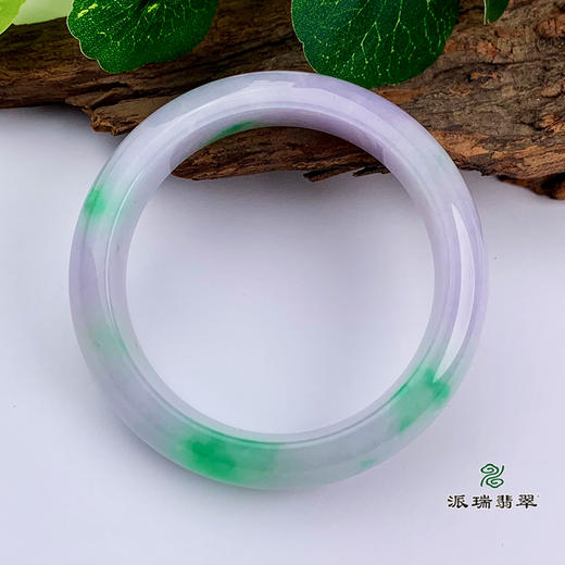 派瑞翡翠 翡翠手镯 糯冰种 绿色 紫色 商品图0
