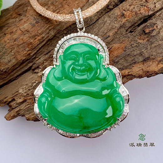 派瑞翡翠 18k金翡翠佛吊坠 冰种 绿色 商品图1