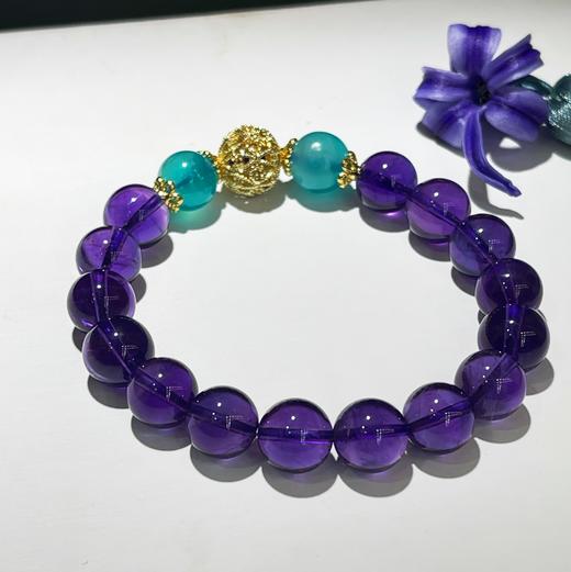 紫水晶手链配天河石10mm 紫晶手串送礼物 首饰饰品 商品图1