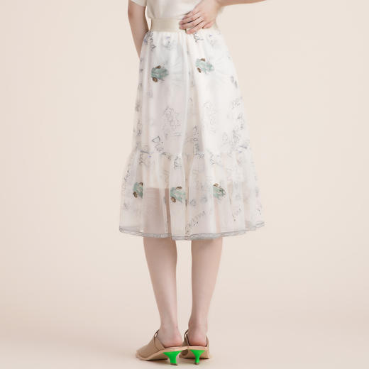 谜底半身裙2022夏季新款优雅手工钉珠A型蕾丝半裙222GB0629 商品图2