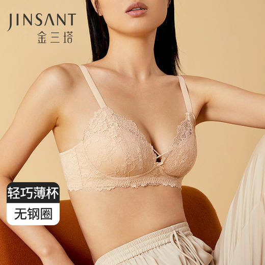 金三塔新品真丝性感蕾丝内衣女 聚拢承托无钢圈文胸 NZFAA311 商品图0