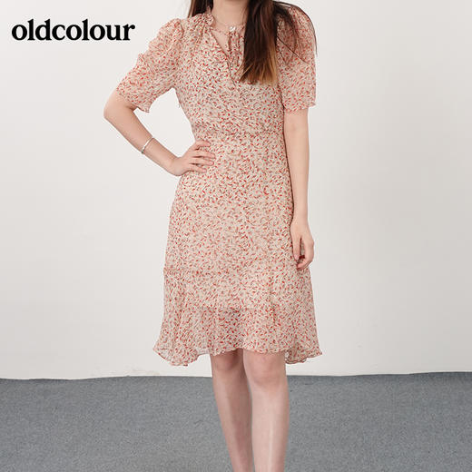 oldcolour21夏法式修身高腰显瘦减龄碎花连衣裙N23101107 商品图1