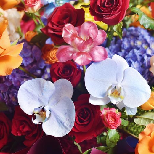 《斑斓》红掌玫瑰蝴蝶兰绣球混搭花束 商品图8