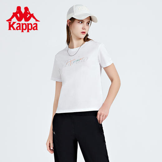 Kappa卡帕短袖2022新款女运动T恤休闲字母印花半袖夏季K0C42TD22 商品图1