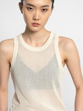 女士2022新款丝羊绒12针双股网眼基础款背心