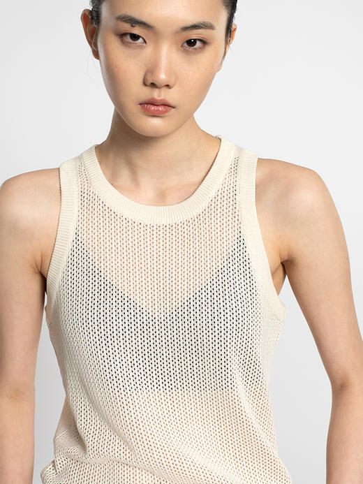 女士2022新款丝羊绒12针双股网眼基础款背心 商品图0