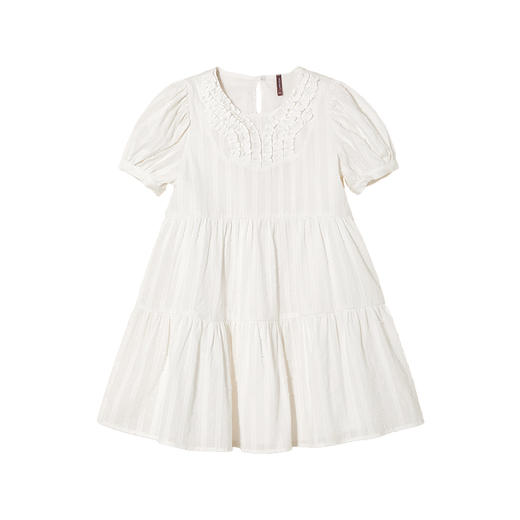 littletime女童白色纯棉连衣裙夏季2022新款韩版洋气儿童蛋糕裙 商品图4