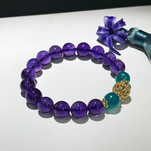 紫水晶手链配天河石10mm 紫晶手串送礼物 首饰饰品 商品图0