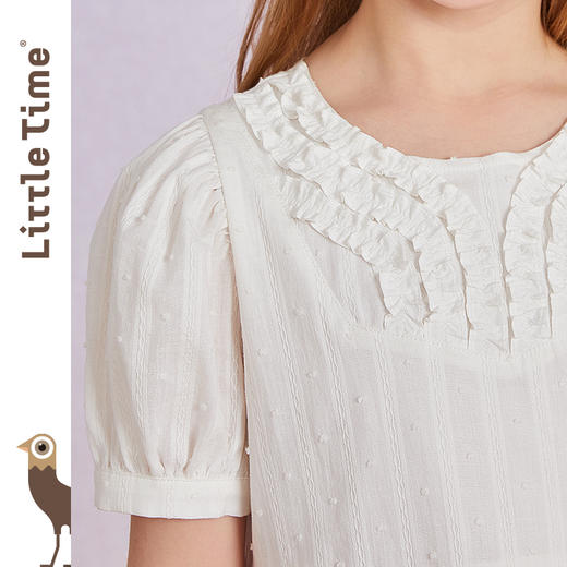 littletime女童白色纯棉连衣裙夏季2022新款韩版洋气儿童蛋糕裙 商品图3