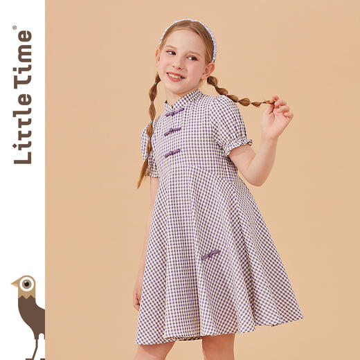 littletime女童旗袍裙中国风连衣裙2022夏季新款复古文艺儿童裙 商品图2