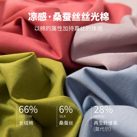 【桑蚕丝面料，凉感免烫】亲子装高支高密的桑蚕丝丝光棉T恤，丝光棉+桑蚕丝+莫代尔面料更加稳定，工艺更加出色 商品图3