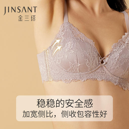 金三塔新品真丝性感蕾丝内衣女 聚拢承托无钢圈文胸 NZFAA311 商品图2