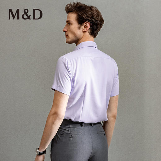 M＆D/名盾花纱肌理短袖男士修身商务衬衫春夏新款尖领休闲衬衣 商品图3