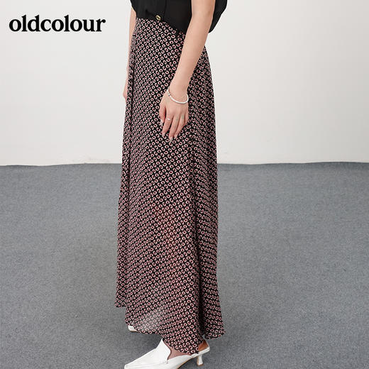 oldcolour21夏雪纺高腰印花A字修身半身裙气质淑女N23063349 商品图2