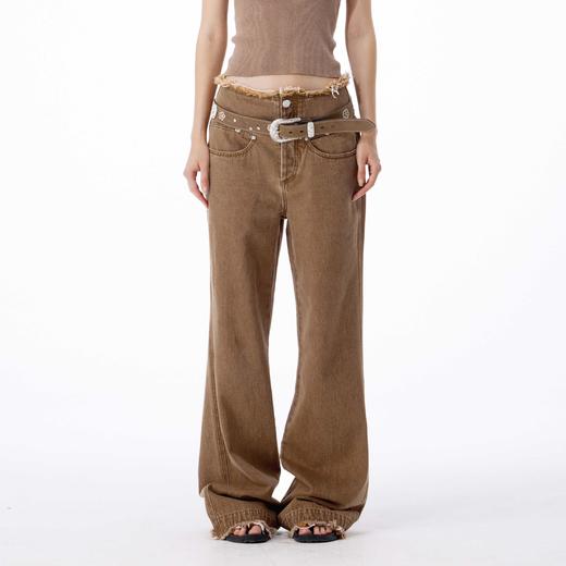   NUTH ‘Unisex’ 百搭可翻折腰头水洗做旧牛仔裤 Pleats Jeans 商品图3