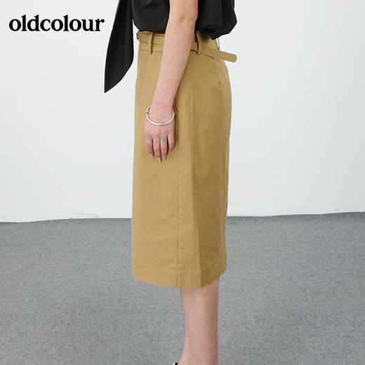 oldcolour21夏中长款高腰直筒气质开叉包臀裙通勤N23062304 商品图2