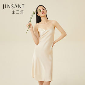 金三塔重磅19姆米真丝 玲珑曲线 斜裁长款真丝吊带裙可搭配可外穿  YSFCC301