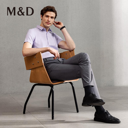 M＆D/名盾花纱肌理短袖男士修身商务衬衫春夏新款尖领休闲衬衣 商品图0