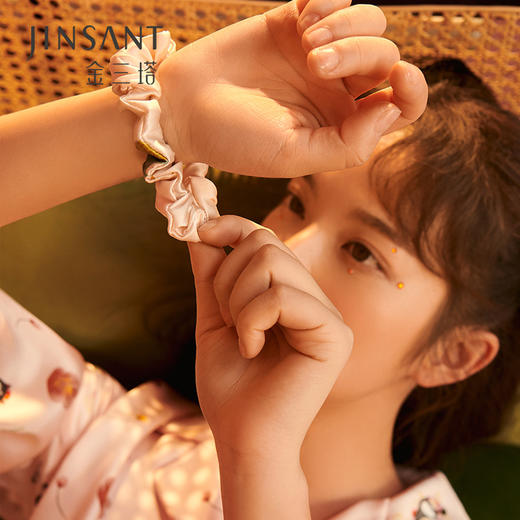 金三塔新品真丝桑蚕丝法式复古简约大肠发圈（小号 中号）   JXQ243/JXQ244 商品图1