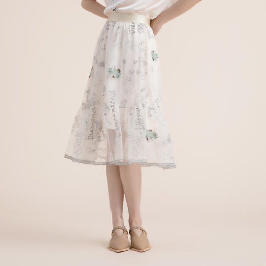 谜底半身裙2022夏季新款优雅手工钉珠A型蕾丝半裙222GB0629 商品图0