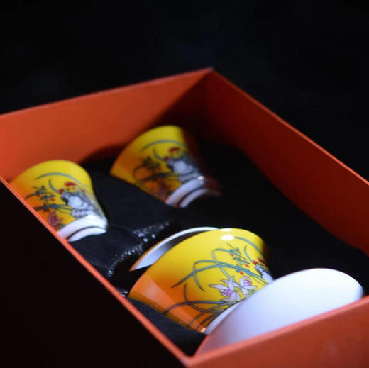 紫禁城600年茶具 雍正磁胎画珐琅芝兰祝寿黄地仿古茶具 商品图2