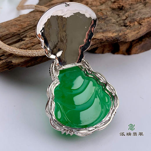 派瑞翡翠 18k金翡翠佛吊坠 冰种 绿色 商品图5